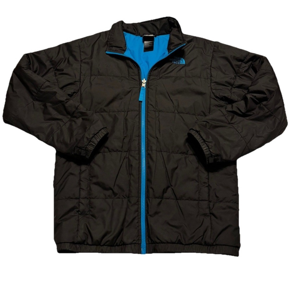 The North Face Jacket Boys Kids Large L Black Quilted Puffer Full Zip Outdoor